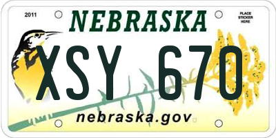 NE license plate XSY670
