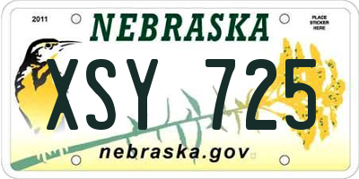 NE license plate XSY725