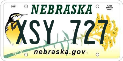 NE license plate XSY727
