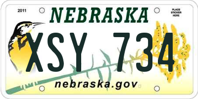 NE license plate XSY734
