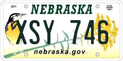 NE license plate XSY746