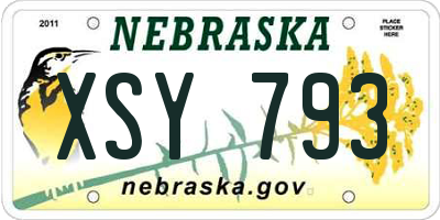 NE license plate XSY793