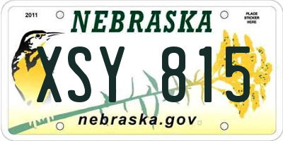 NE license plate XSY815