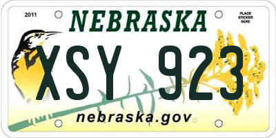 NE license plate XSY923