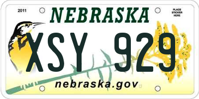 NE license plate XSY929