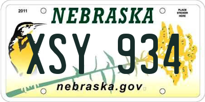 NE license plate XSY934