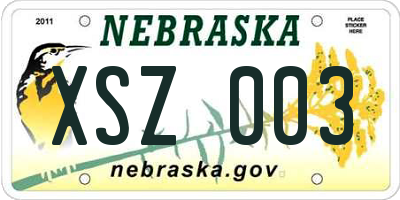 NE license plate XSZ003