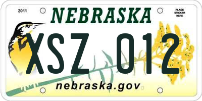 NE license plate XSZ012