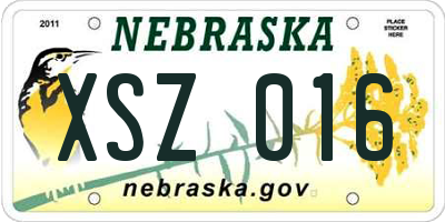 NE license plate XSZ016