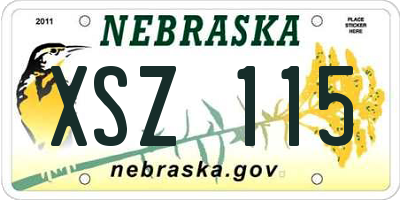 NE license plate XSZ115