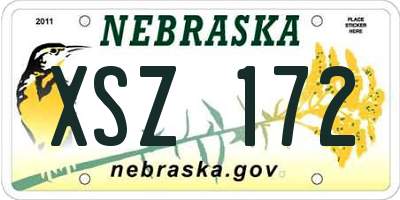 NE license plate XSZ172