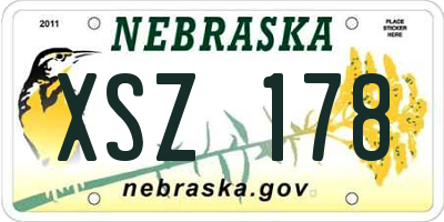 NE license plate XSZ178