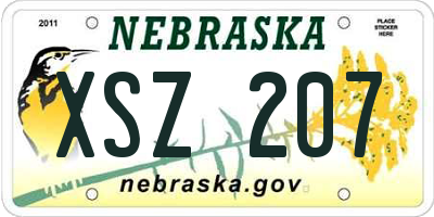 NE license plate XSZ207