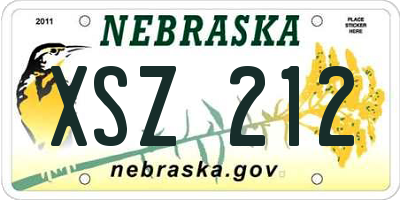NE license plate XSZ212