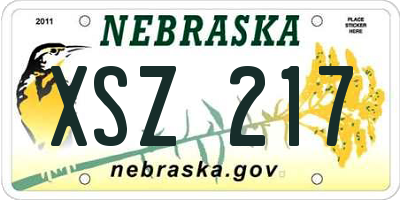 NE license plate XSZ217