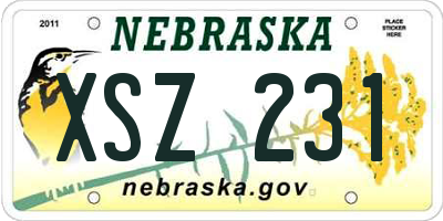 NE license plate XSZ231