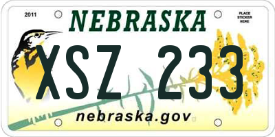 NE license plate XSZ233