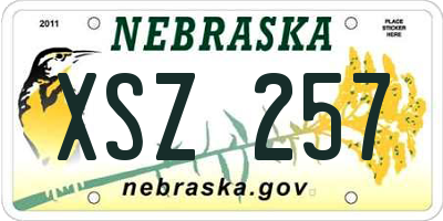 NE license plate XSZ257