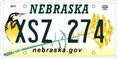 NE license plate XSZ274
