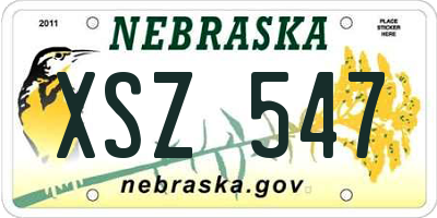 NE license plate XSZ547