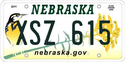 NE license plate XSZ615