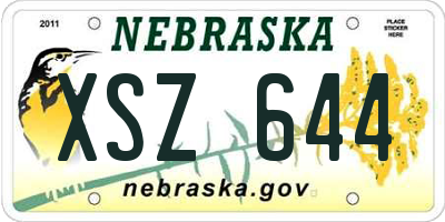 NE license plate XSZ644