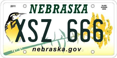 NE license plate XSZ666