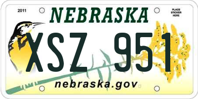 NE license plate XSZ951