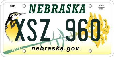 NE license plate XSZ960