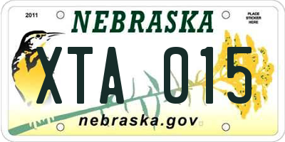 NE license plate XTA015