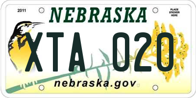 NE license plate XTA020