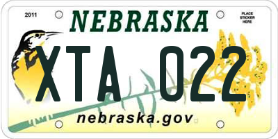 NE license plate XTA022