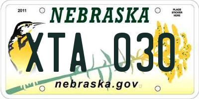 NE license plate XTA030