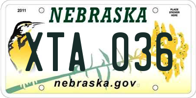 NE license plate XTA036