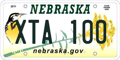 NE license plate XTA100