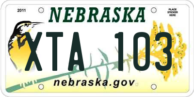 NE license plate XTA103