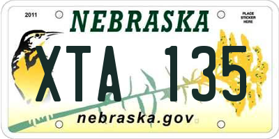 NE license plate XTA135