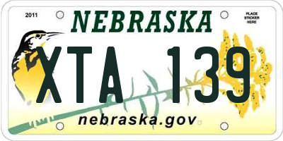 NE license plate XTA139