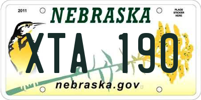 NE license plate XTA190