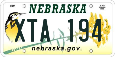 NE license plate XTA194