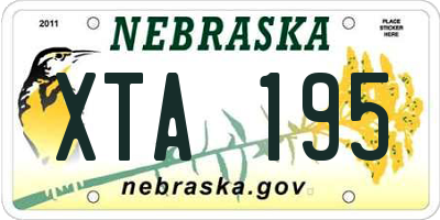 NE license plate XTA195