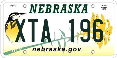 NE license plate XTA196