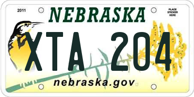 NE license plate XTA204