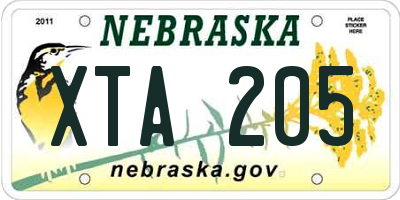 NE license plate XTA205