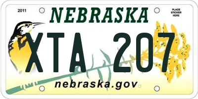 NE license plate XTA207