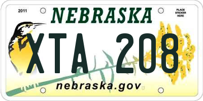 NE license plate XTA208