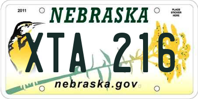 NE license plate XTA216