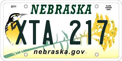 NE license plate XTA217