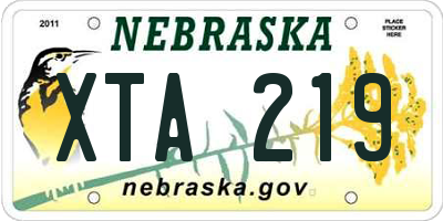 NE license plate XTA219