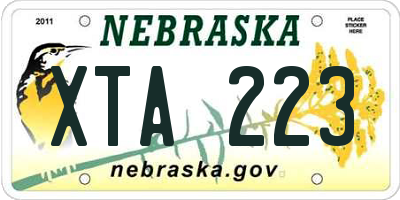 NE license plate XTA223